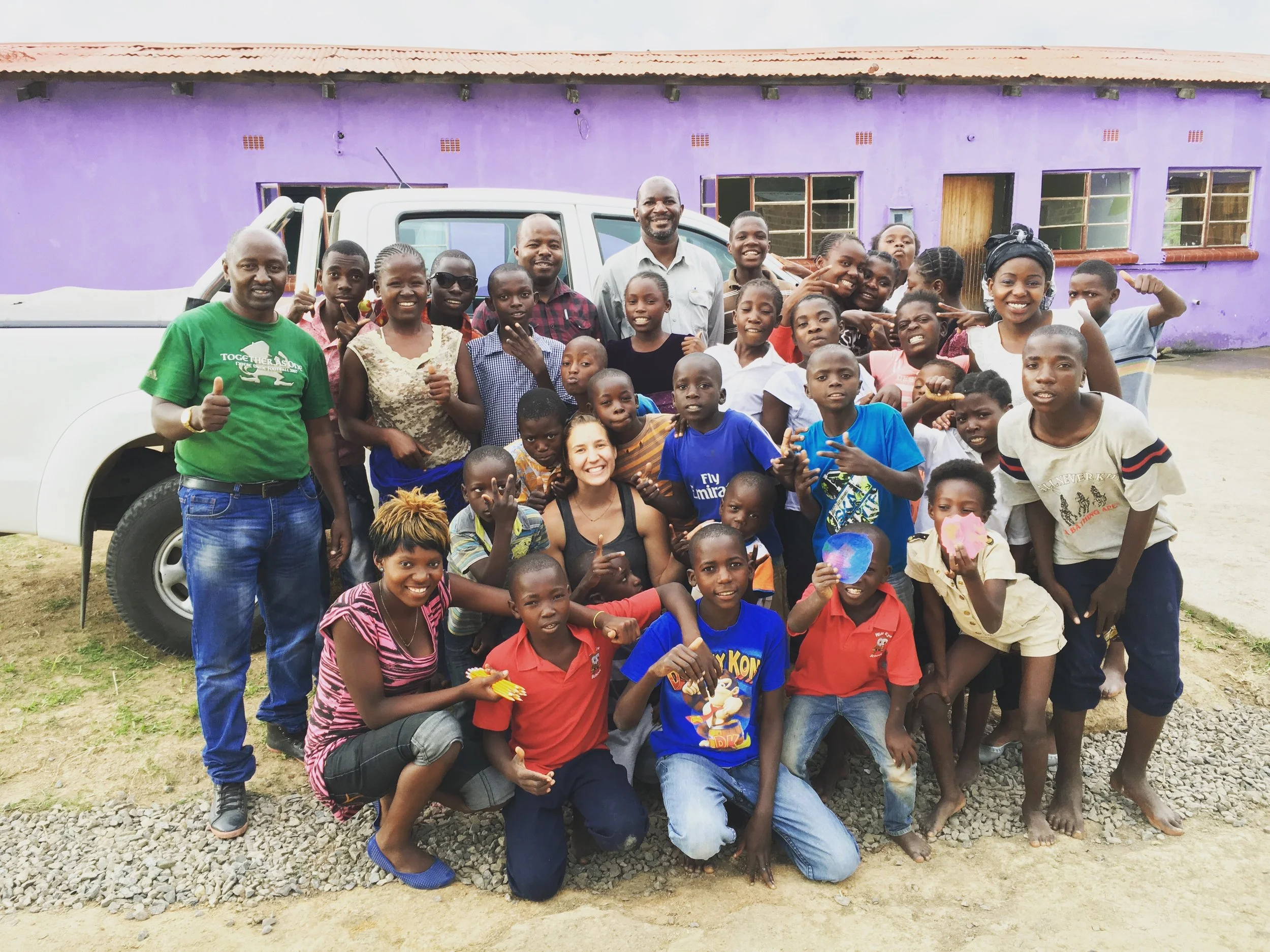 Shannon with all the kids in Zambia in March of 2026.