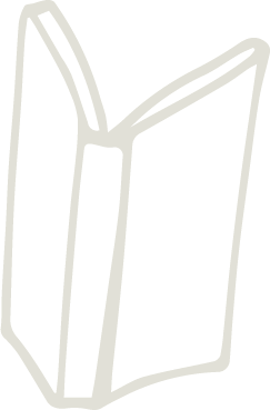 Outline drawing of an open book with visible pages.