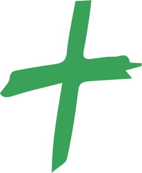 Green cross symbol on a black background.