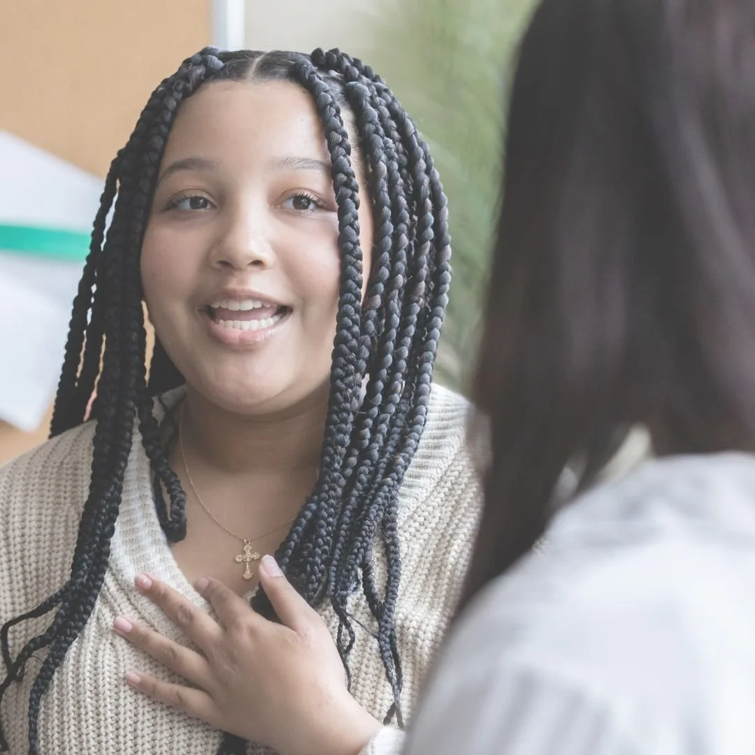 counseling session with teen girl and social worker