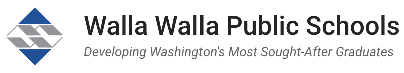 Walla Walla Public Schools logo with slogan 'Developing Washington's Most Sought-After Graduates'.