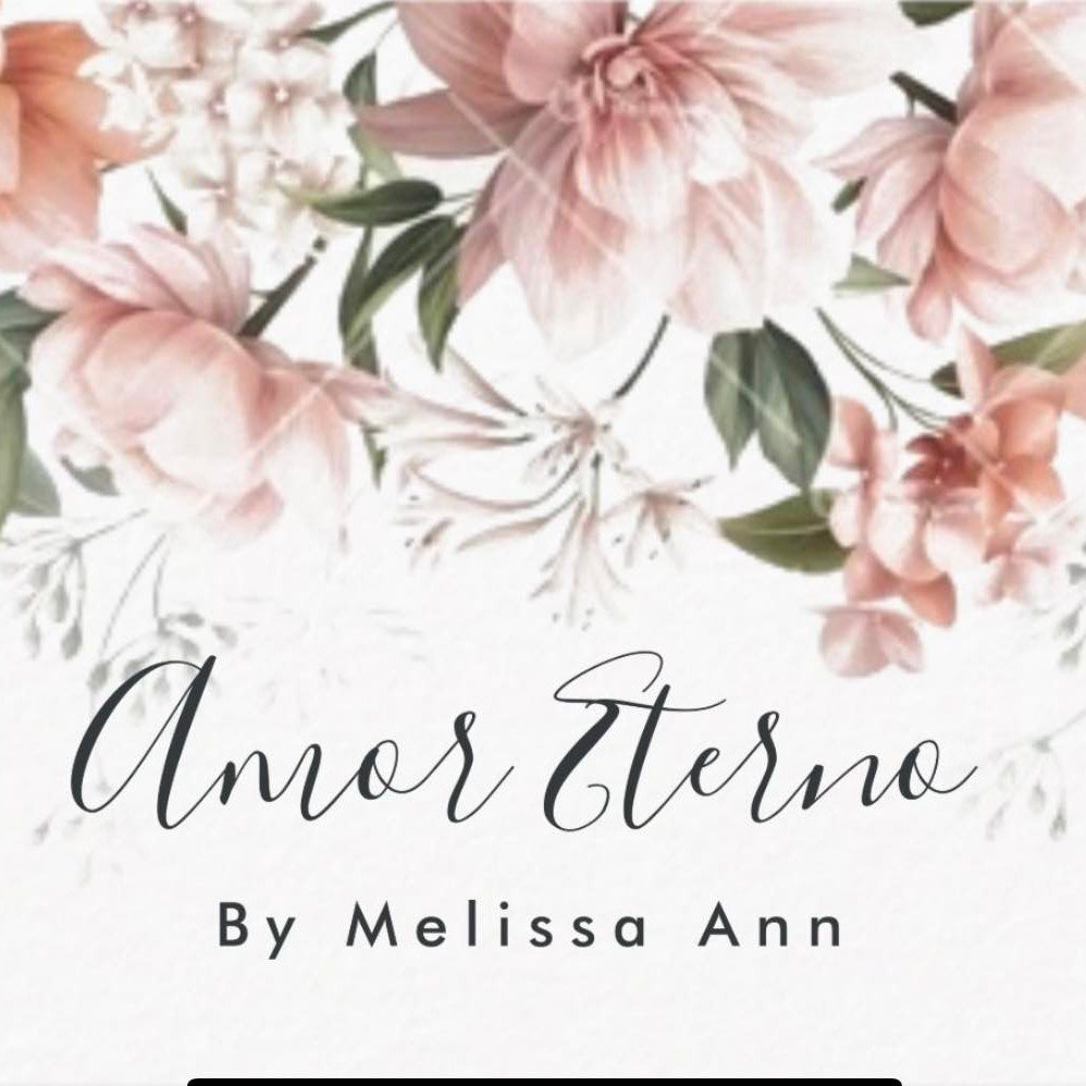 Cover of a book titled "Amorterno" by Melissa Ann, featuring a floral design with pink and white flowers and green leaves.