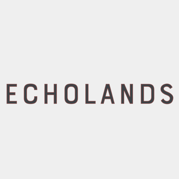 Text that reads 'ECHOLANDS' on a light gray background.