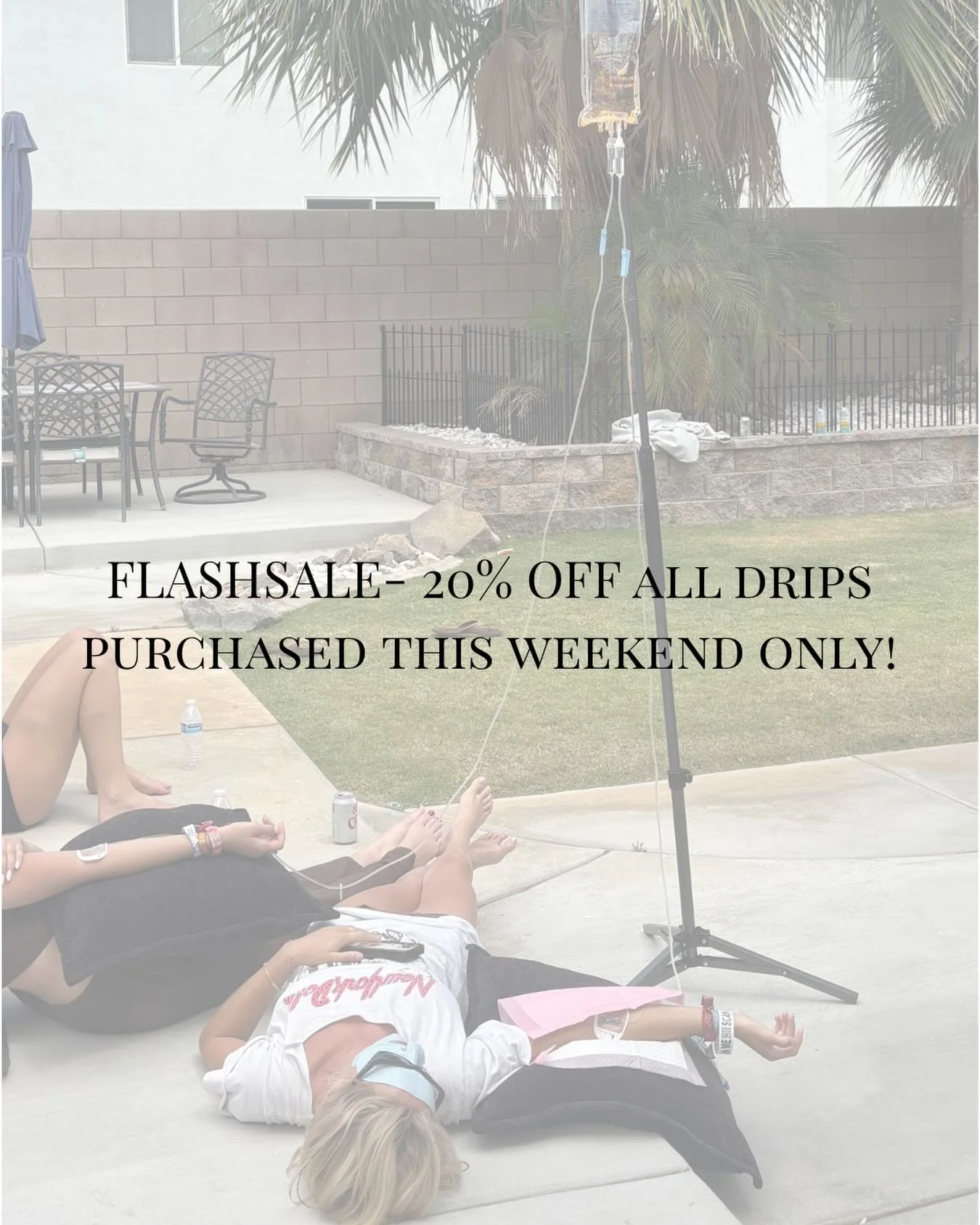 a little poolside recovery never hurt anybody 💉☀️
flash sale: 20% off all drips this weekend only!!!