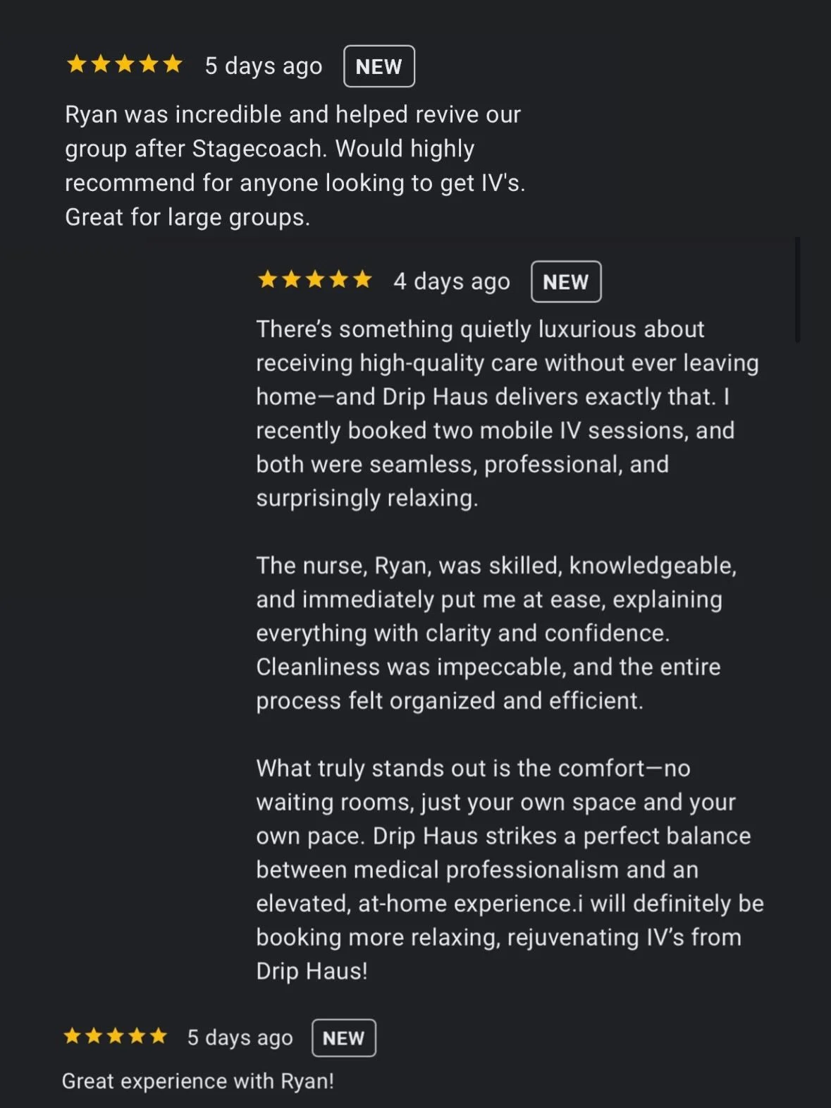 ⭐️⭐️⭐️⭐️⭐️!!!! we have loved reading your reviews!!! receive $10 off your next IV when you leave a google review!!! 

#ivtherapy #ocwellness #mobileivtherapy #mobileivnurse #ivvitamins