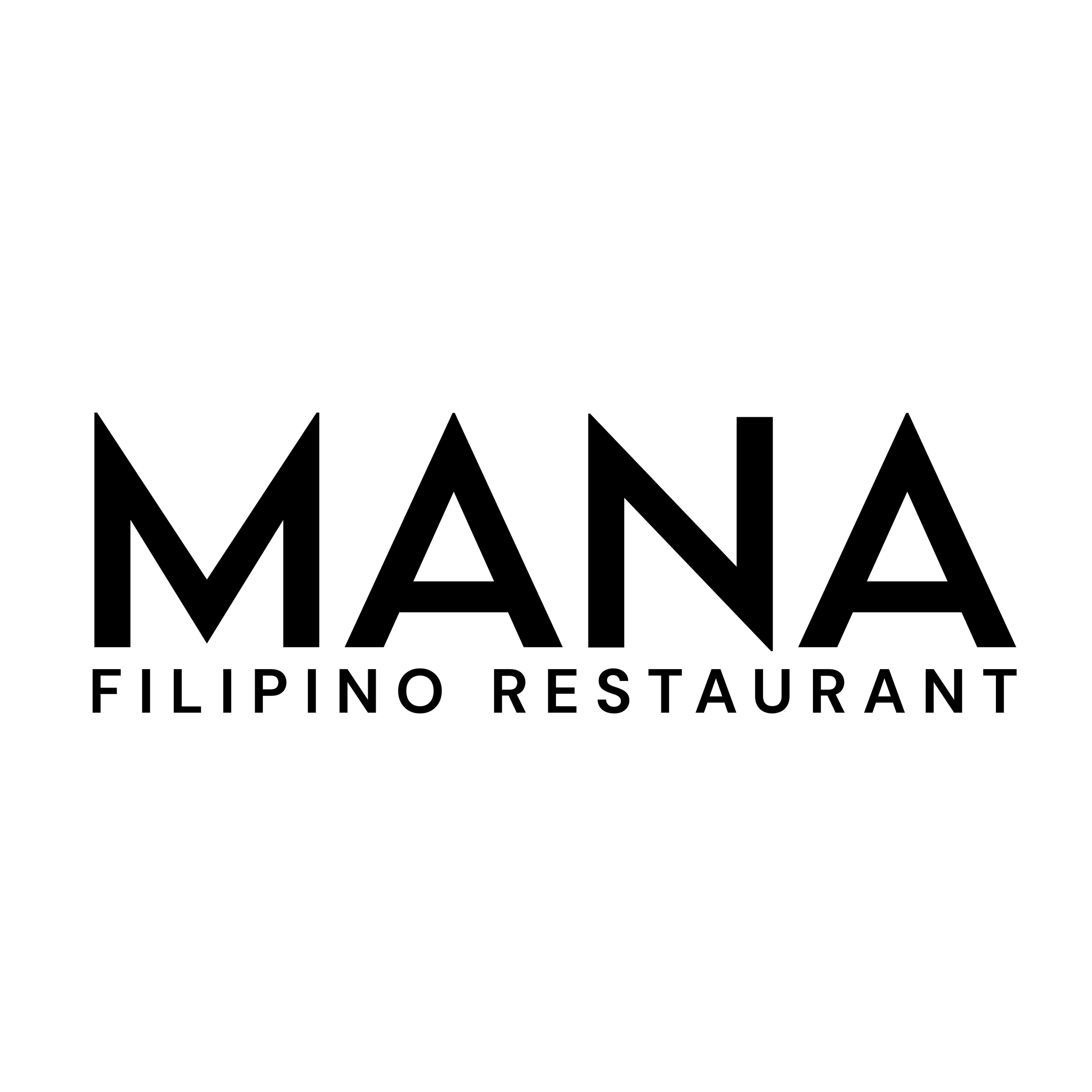 Logo of MANA Filipino Restaurant with black text on a white background.