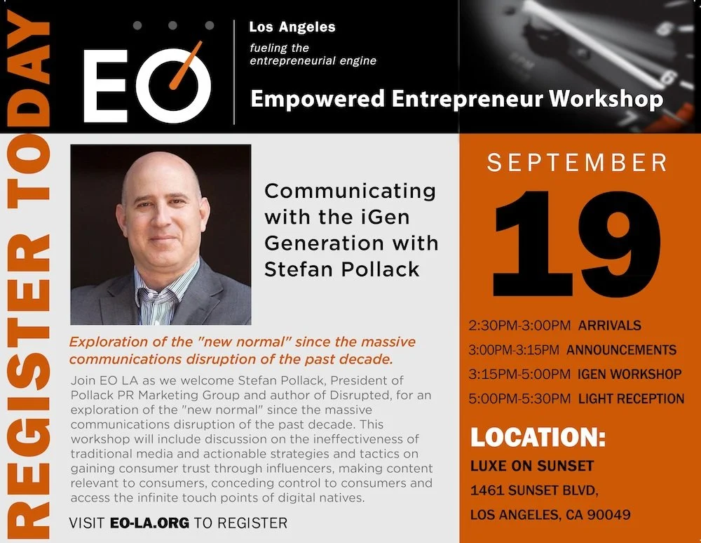 Stefan Pollack Speaking for the EO LA Empowered Entrepreneur Workshop
