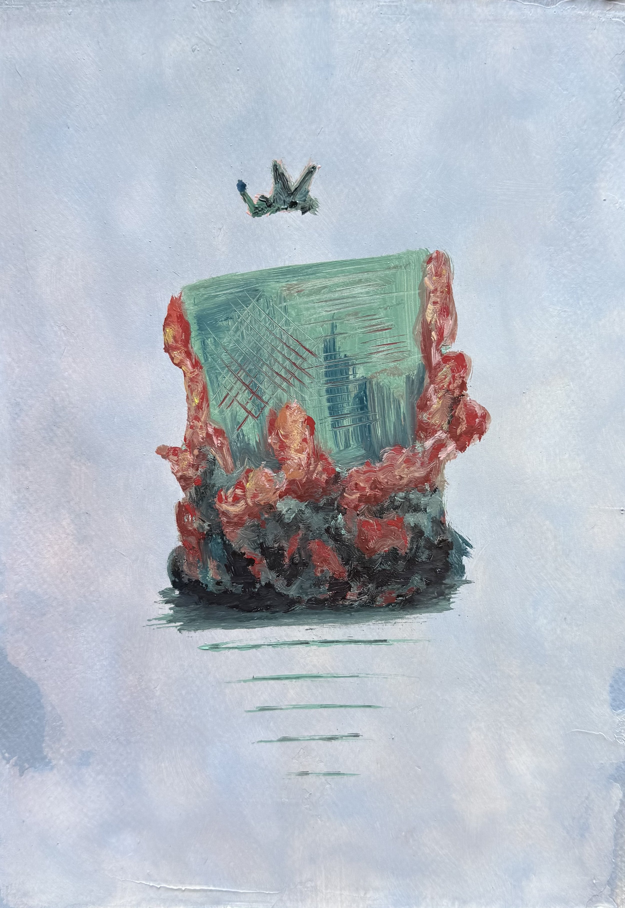 Composición verde y rojo - 21 x 29.7 cm - Óleo sobre papel de algodón preparado