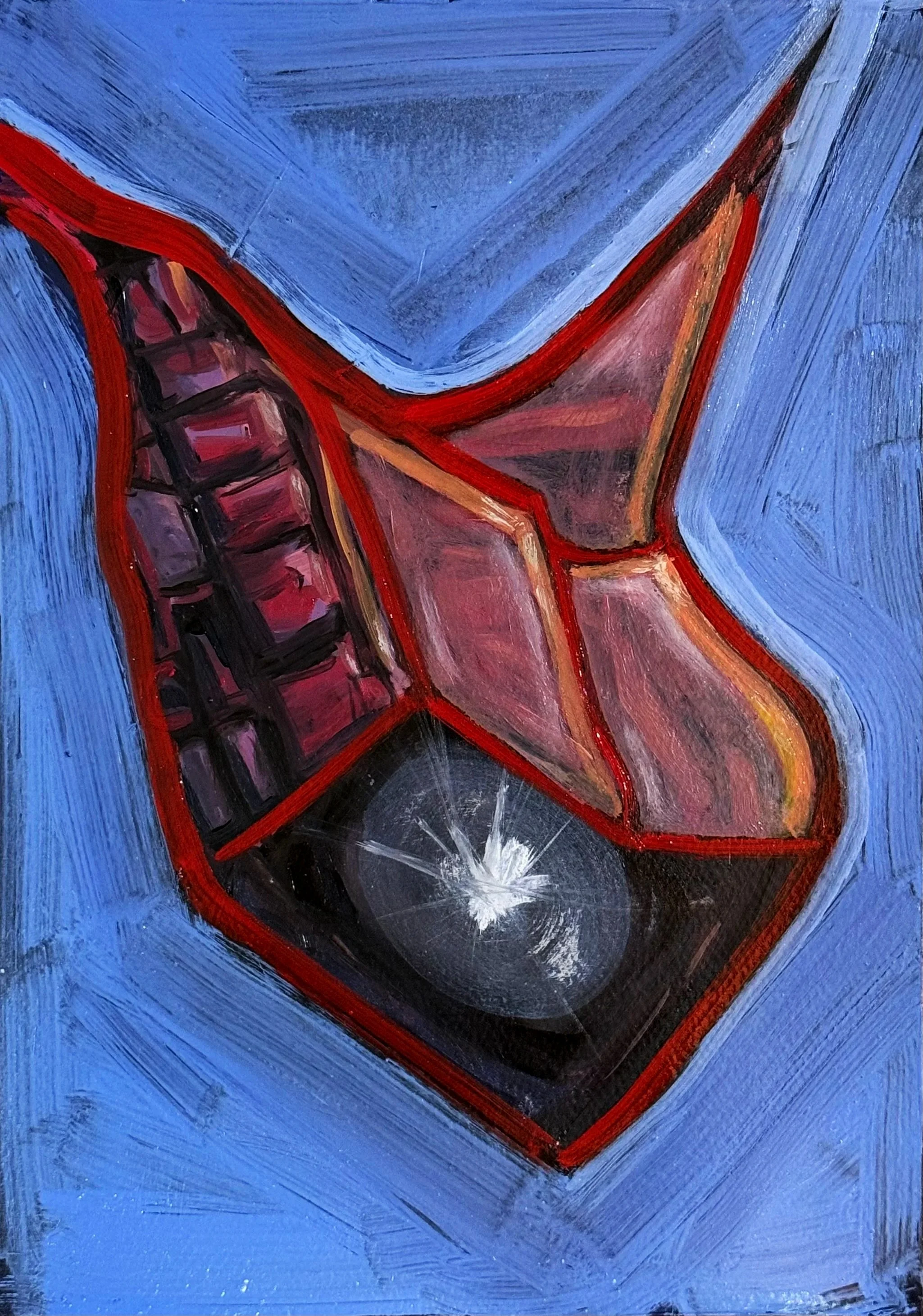 Composición azul y rojo- 21 x 29.7 cm - Óleo sobre papel de algodón preparado
