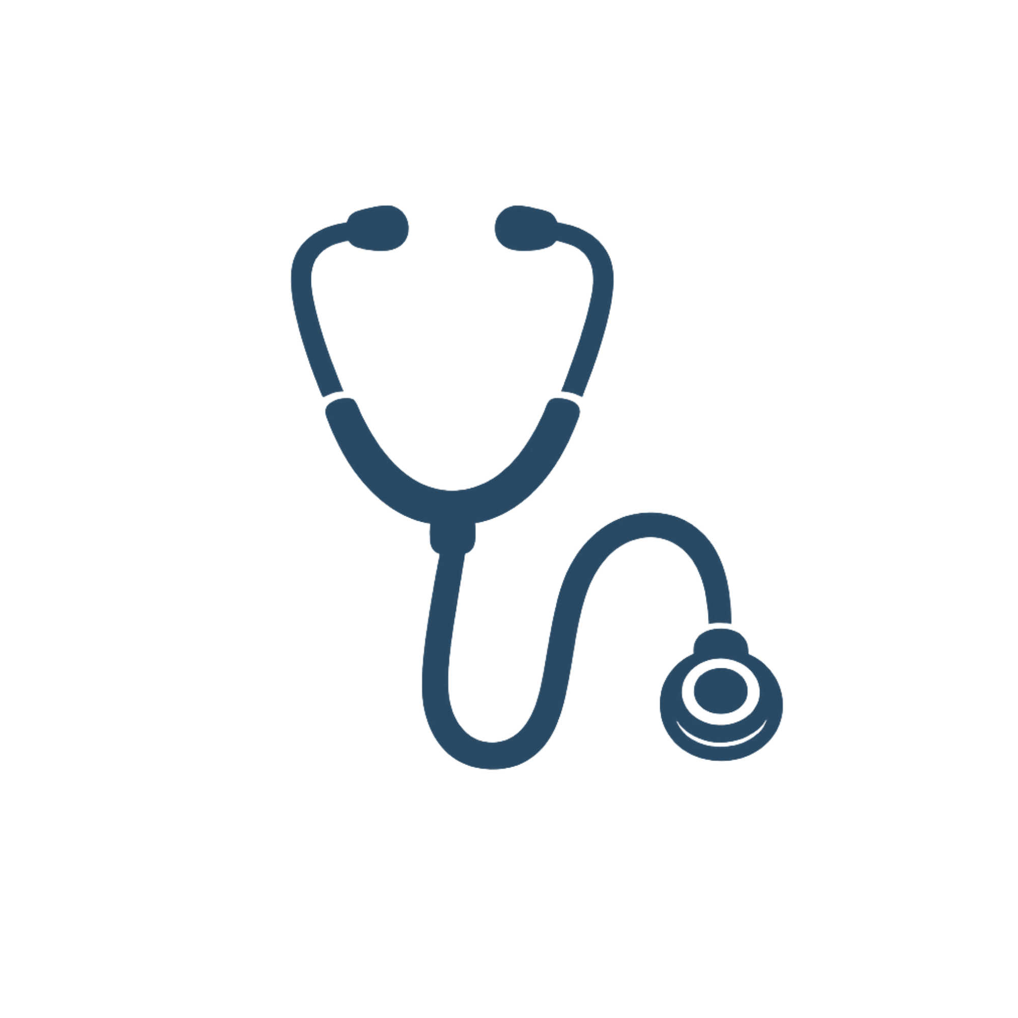 Line drawing of a stethoscope, representing healthcare or medical profession.