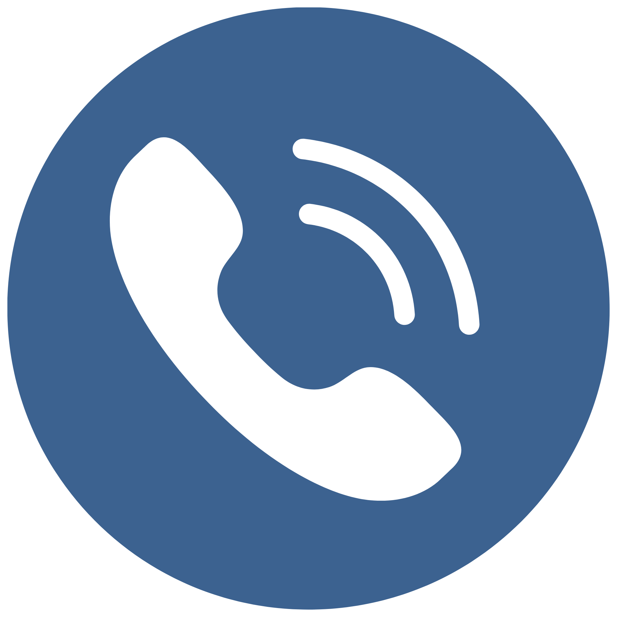 Icon of a telephone receiver with sound waves indicating a call.