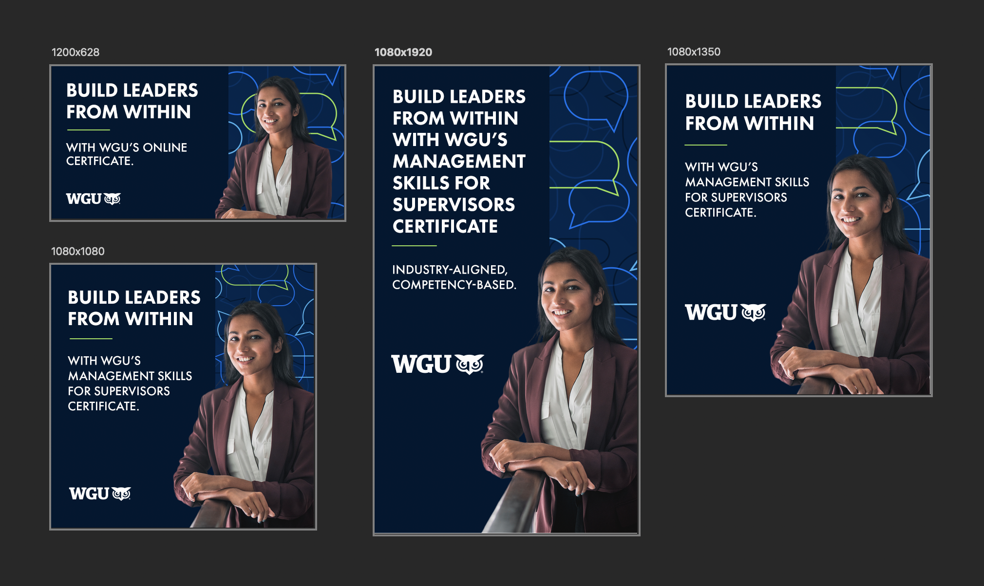 WGU Business Leadership Certificate B2B Social Media Launch Graphics