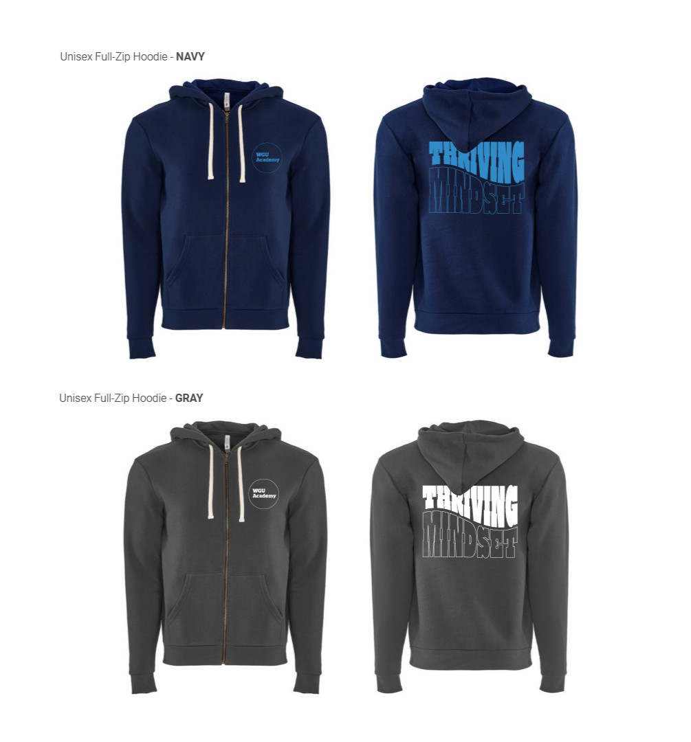 Thriving Mindset Hoodie Design for WGU Academy Employees