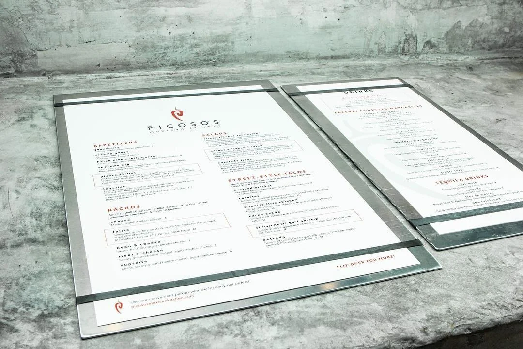 Picoso's Mexican Kitchen Menus Mounted