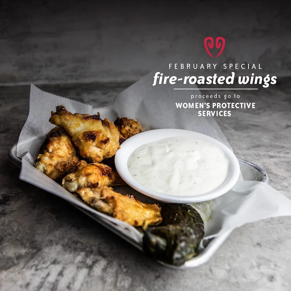 Picoso's Logo Heart Design and Entree' Feature Typography Social Media Graphic