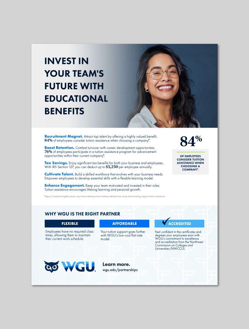 B2B Flyer for WGU Certificate Tuition