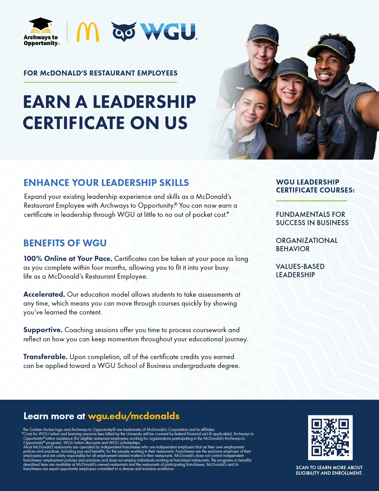 B2B2C WGU Leadership Certificate for Restaurant Employees Flyer