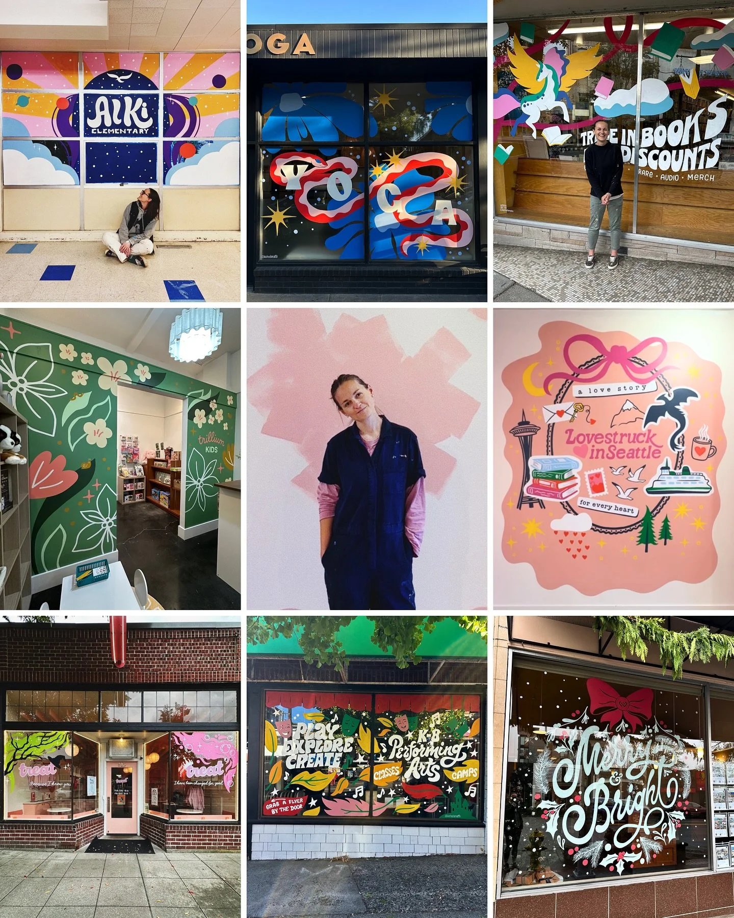 2025 faves 🥰 
2026 - let&rsquo;s gooo 🤩 
.
.
.
#seattlemuralist #windowmural #mural #muralart #muralartist