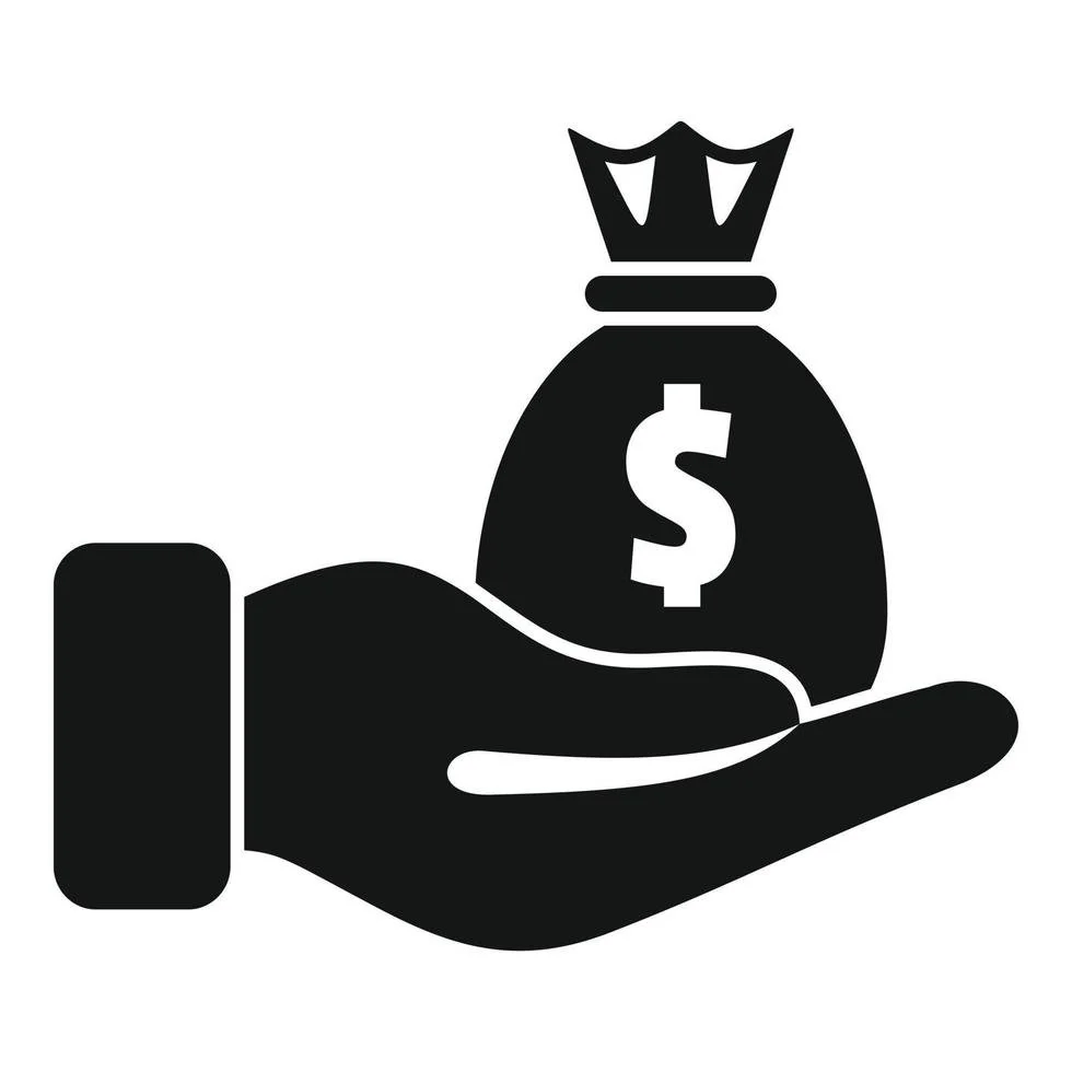 Mano sosteniendo una bolsa de dinero con un símbolo de dólar en ella.