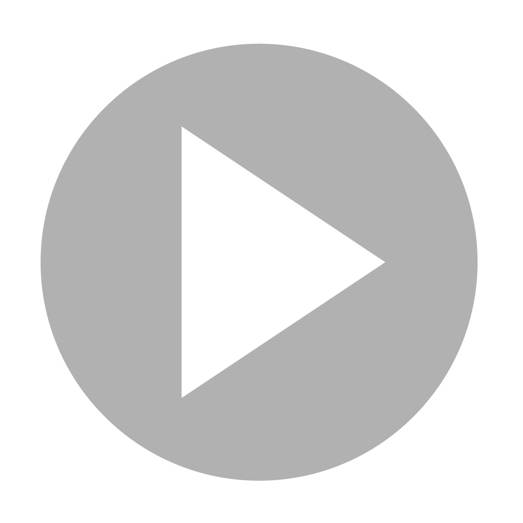 Black and white circular play button icon with a right-facing triangle inside.