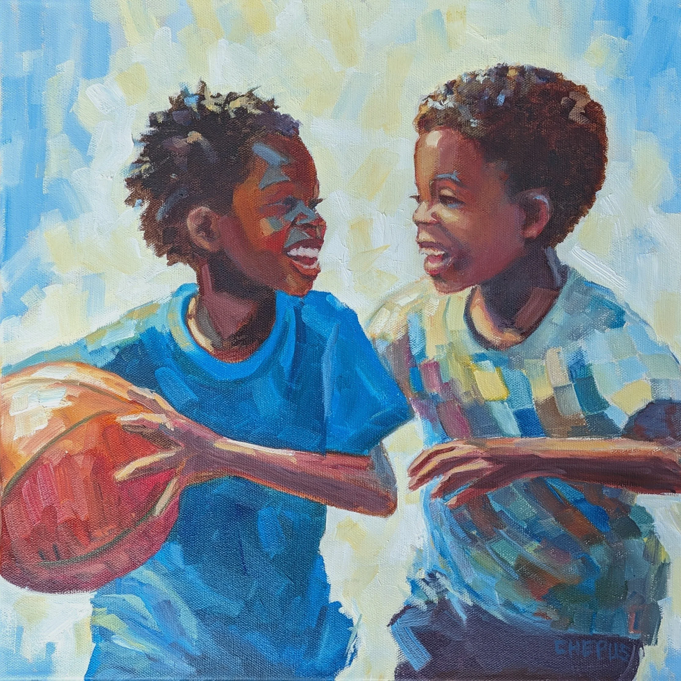 Joyful Play oil 16x16 $1400