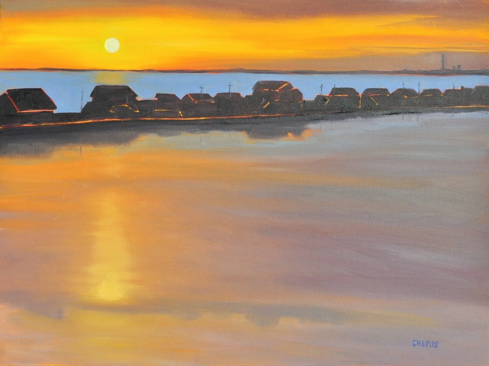 Beach Point Sunset oil 18x24 $950