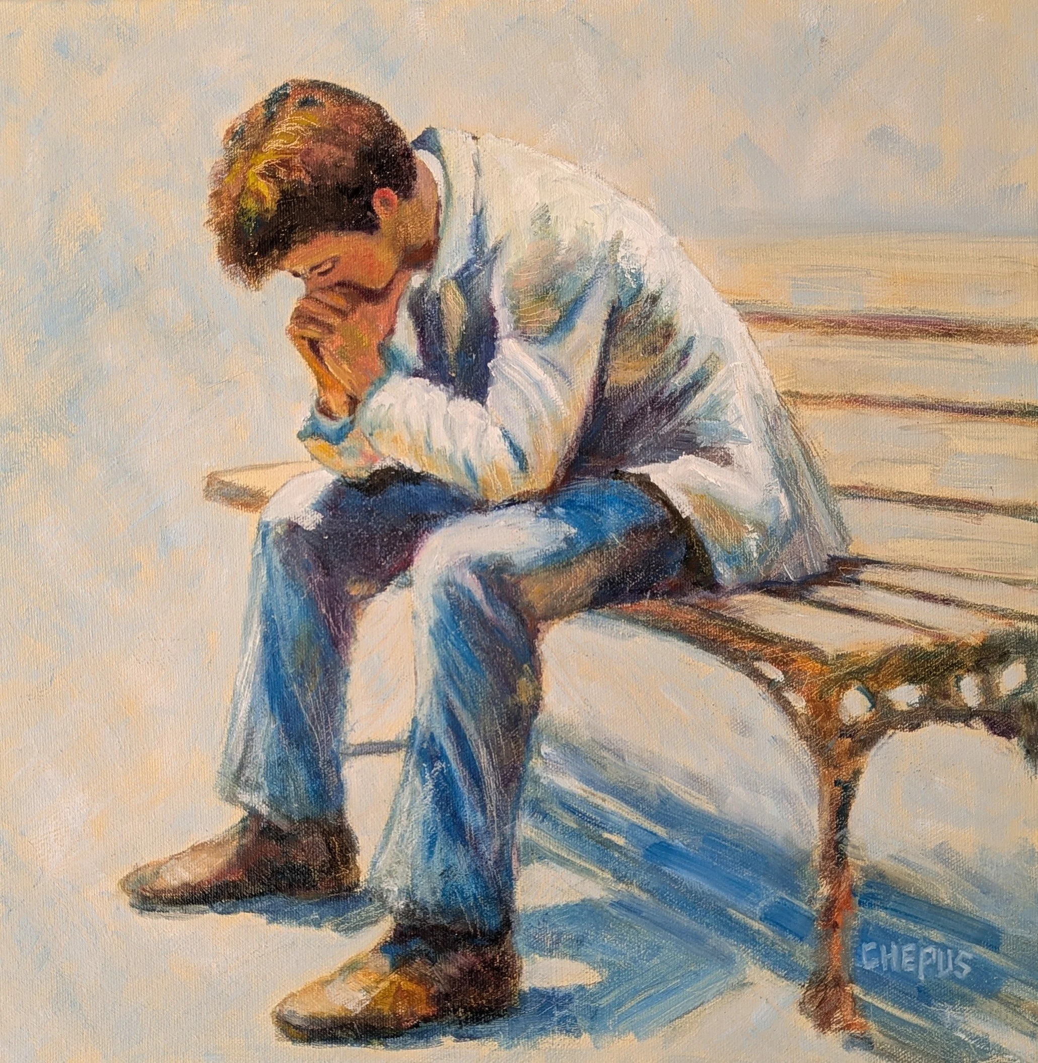 Deep Thoughts oil 16x16 Sold