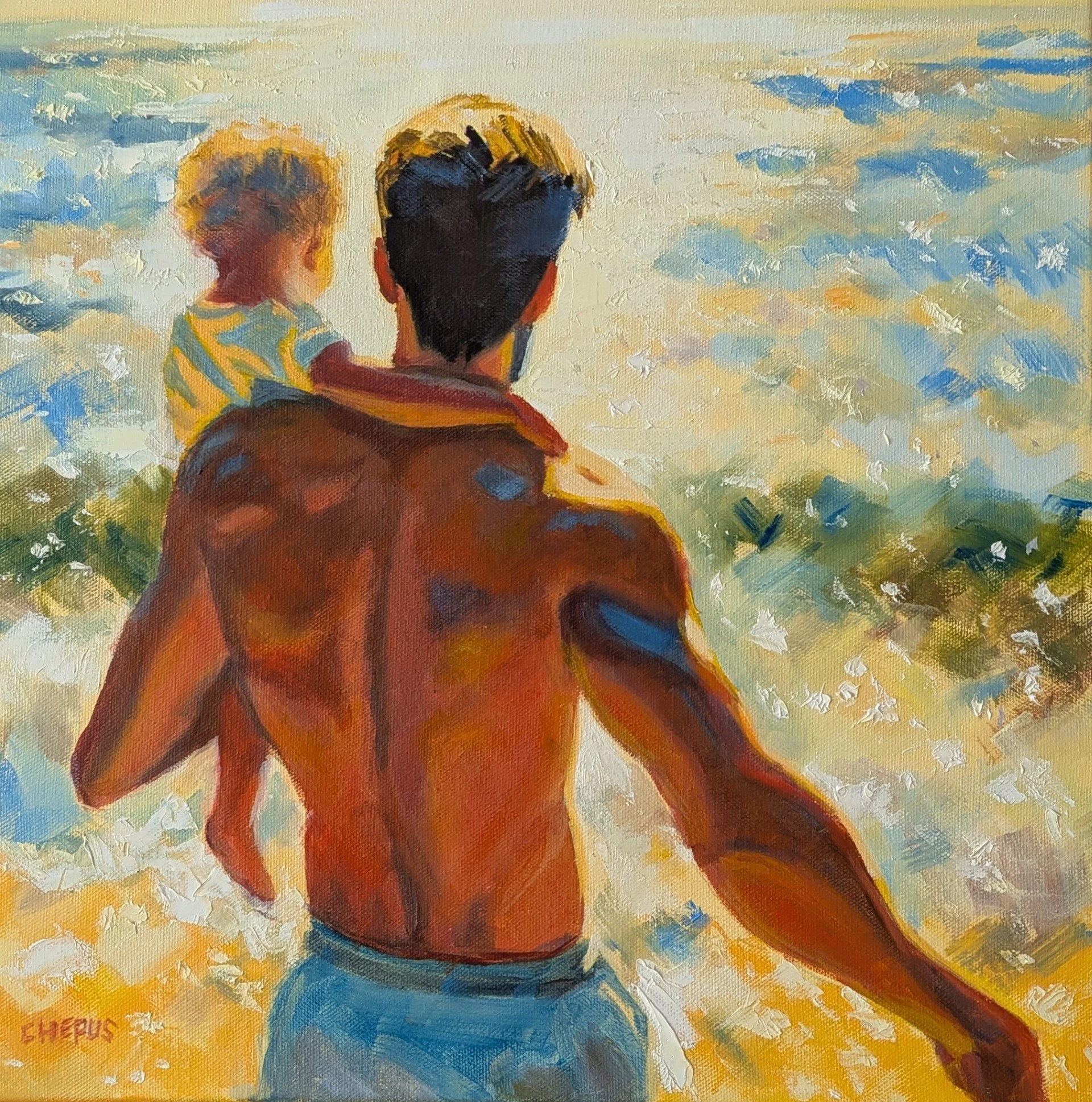 Daddy's Arms oil 16x16 $1600