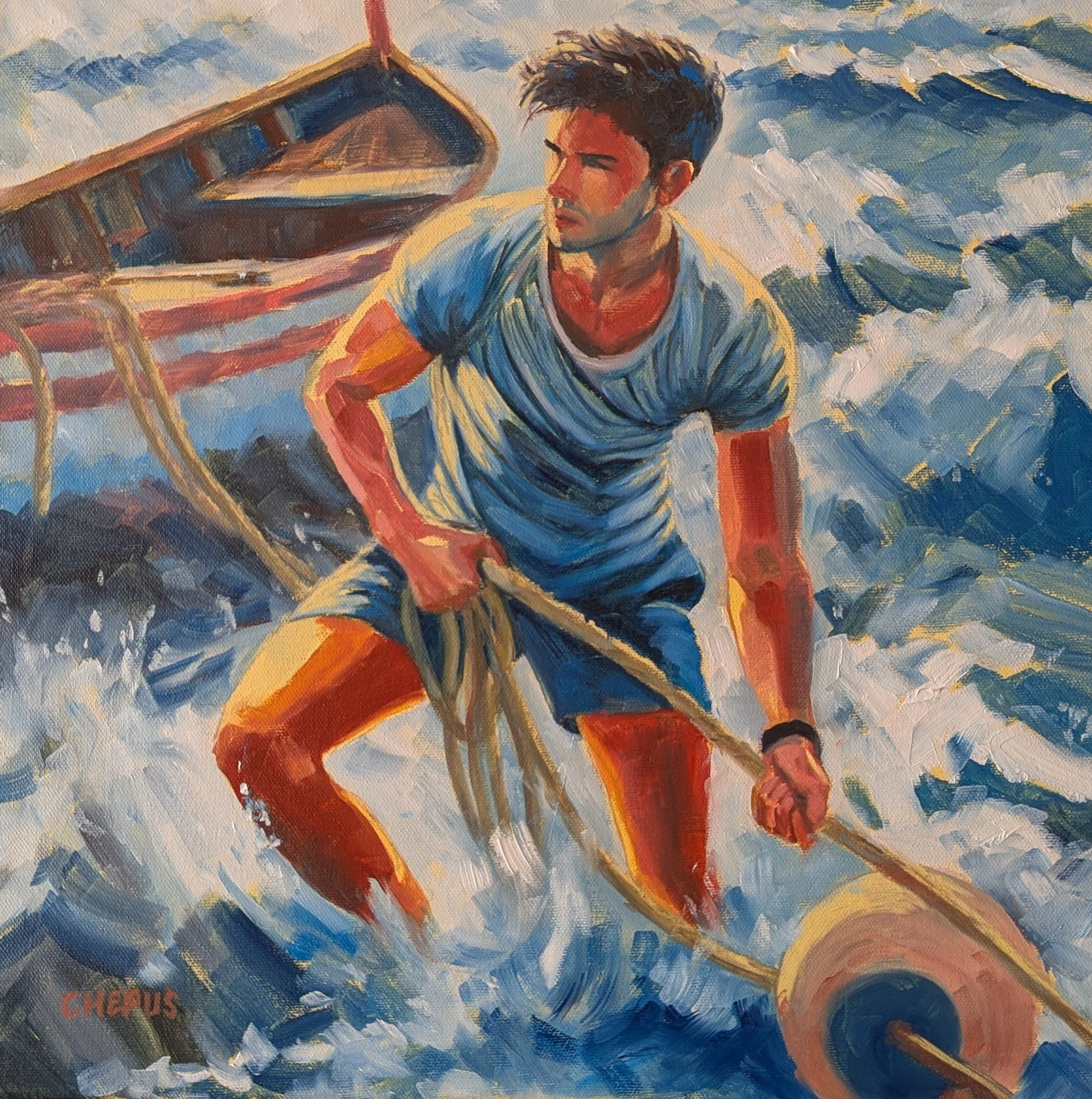 Caught in the Surge oil 16x16 $1600 at Shor