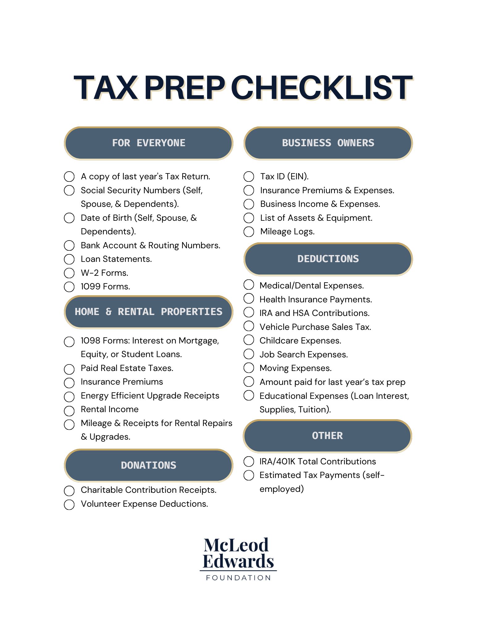 Tax Prep Checklist