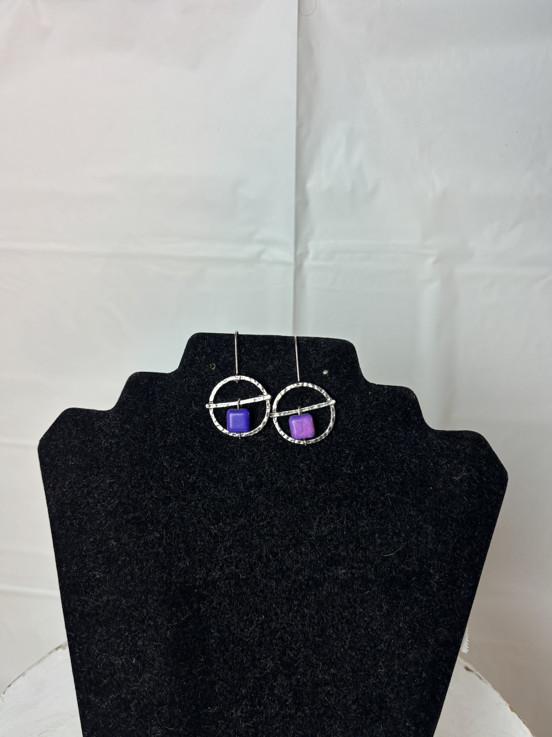 Silver with purple stone earring