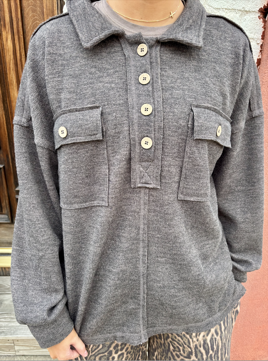 Grey Quarter Button Up Flannel