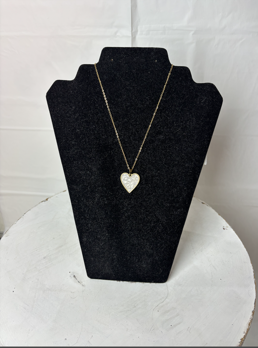 White Heart Necklace
