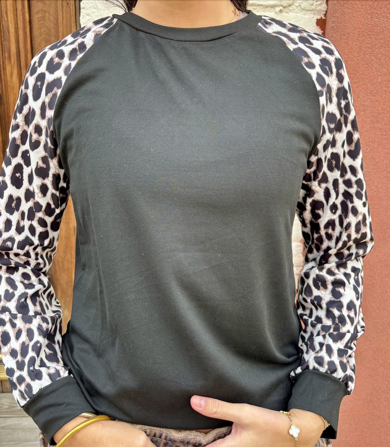 Black With Cheetah Long Sleeve