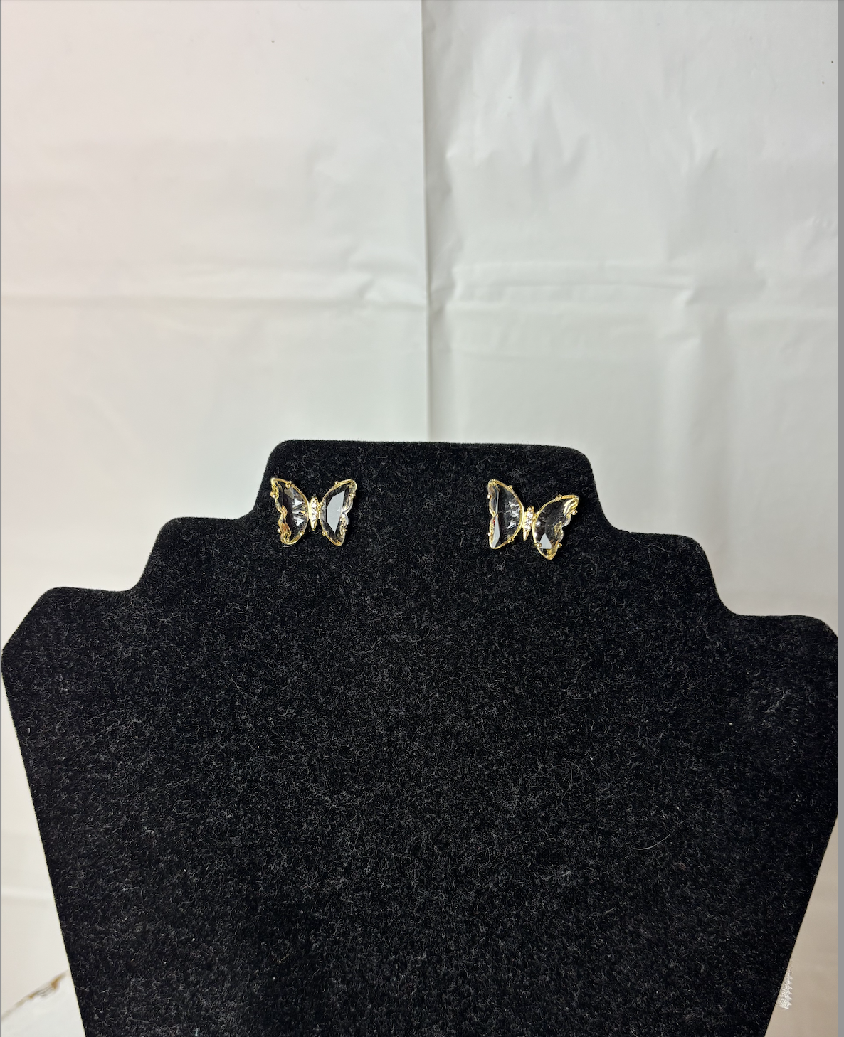 Clear butterfly stud earring
