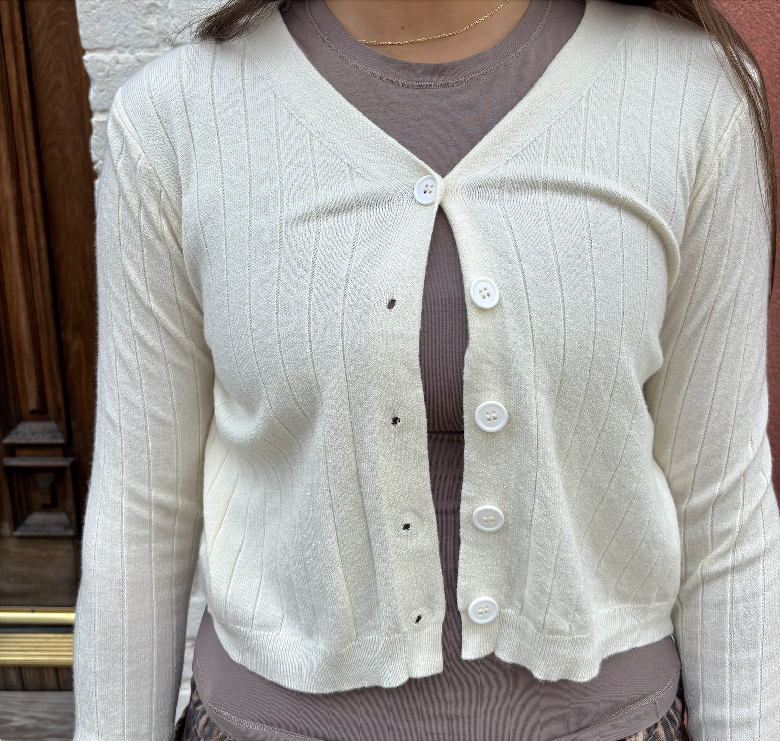 Cream Button Up Cardigan