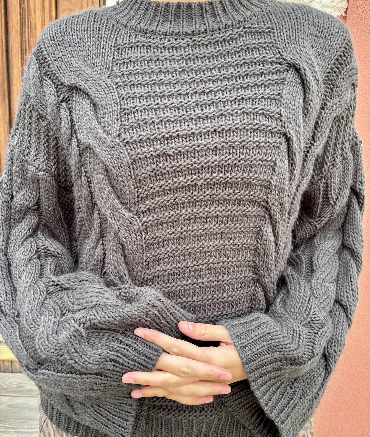 Charcoal Chunky Cable Knit Sweater