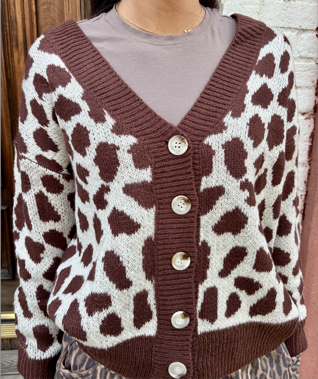 Pebble Print Button Up Cardigan