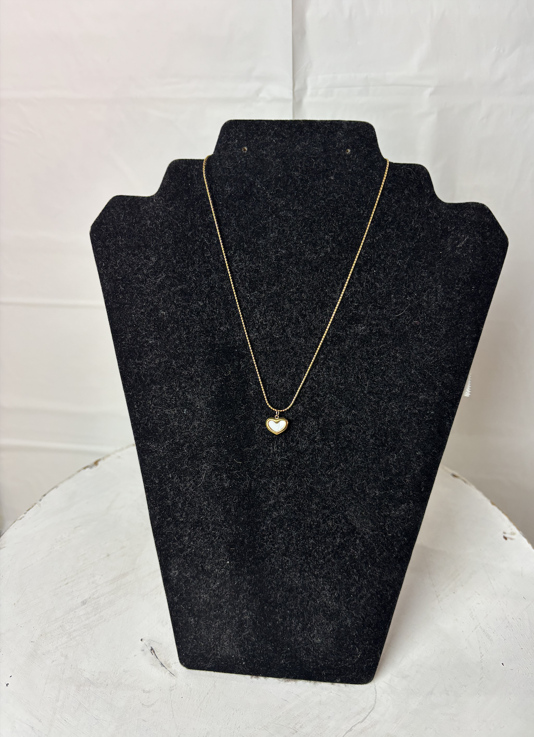 White Small Heart Necklace