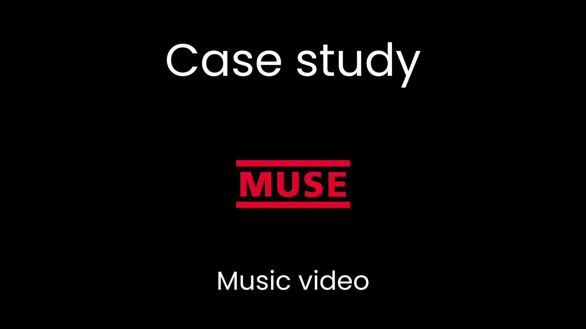Case study thumbnail for a music video project, featuring the MUSE band logo