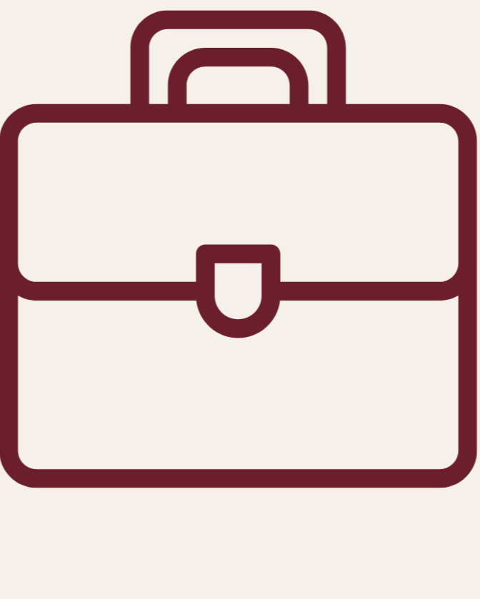 Simple illustration of a briefcase with a handle, outlined on a plain background.