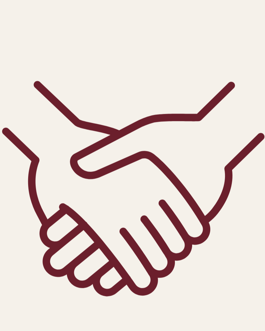 Line drawing of two hands shaking.