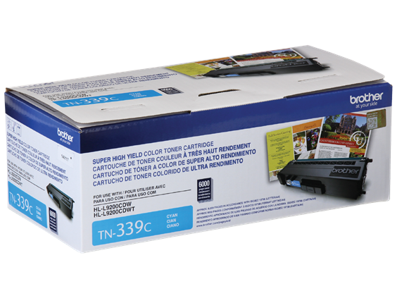 TN339C Brother Genuine Super High-yield Cyan Toner Cartridge.