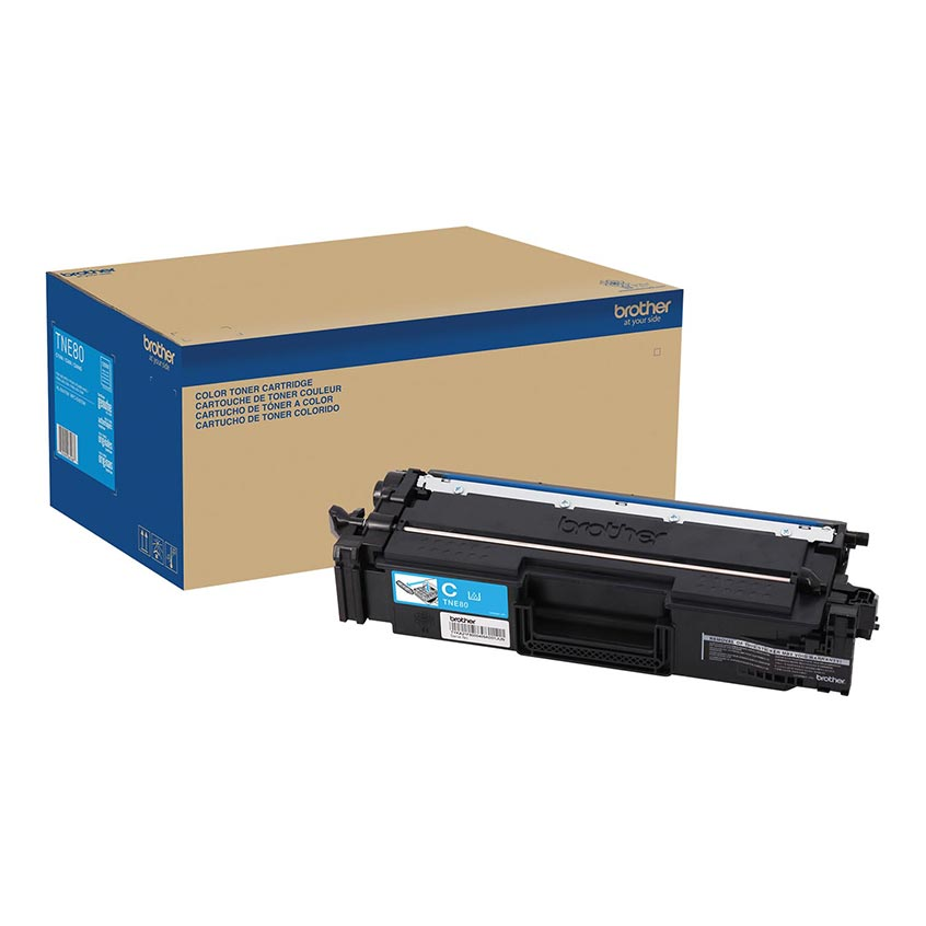 TNE80C Brother Genuine Super High‐yield Cyan Toner Cartridge.