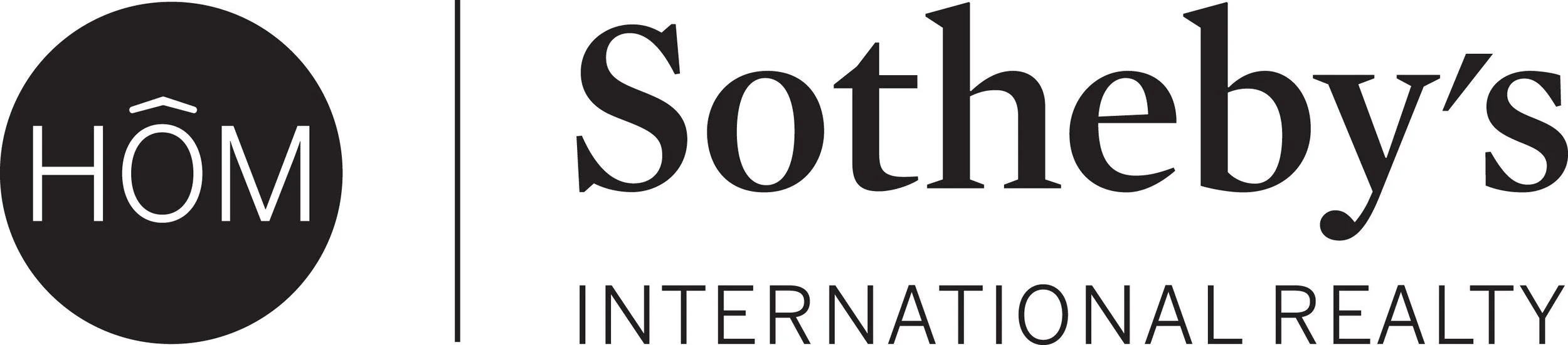 Logo of Sotheby’s International Realty featuring a black circle with the word 'HÔM' inside and the text 'Sotheby’s International Realty' to the right.