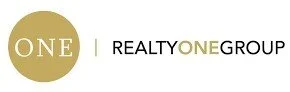 Logo of Realty One Group with a gold circle containing the word 'ONE' and black and gold text.