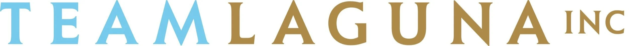 Logo with the words 'TEAM LAGUNA INC' in blue and gold letters.