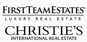 Logo for First Team Estates and Christie's International Real Estate indicating luxury real estate services.