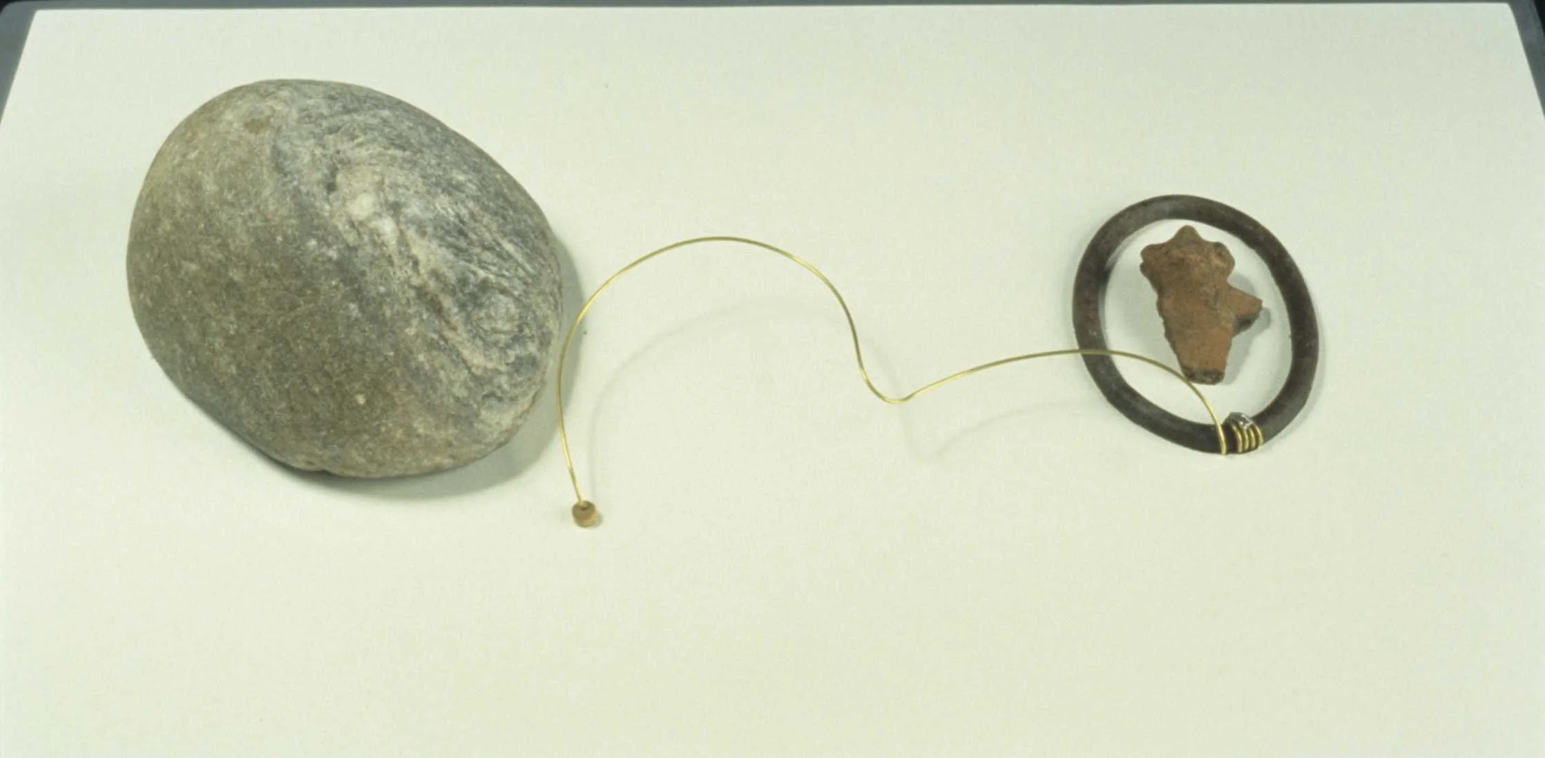 "Taino Lifeline" 1987, Mixed Media with Taino Artifact, 6"H x 24"W x 18"D