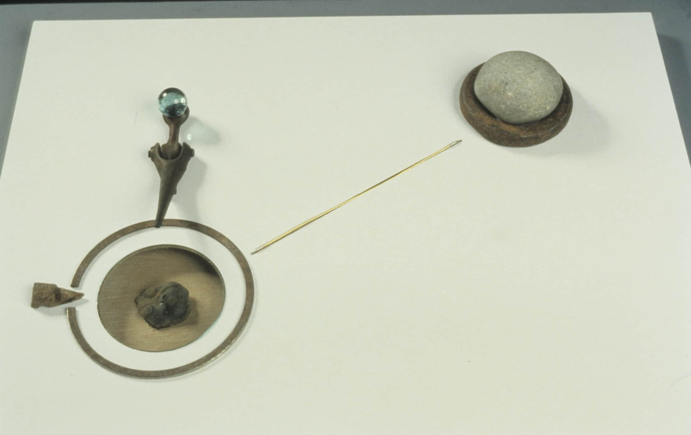 "Indigenous Dreams" 1988, Mixed Media with Taino Artifact, 3"H x 21"W x 16"D